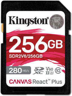 Kingston Canvas React Plus V60 - SDXC Geheugenkaart 256GB - UHS-II 280MB/s Lezen 150MB/s Schrijven