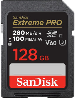 SanDisk Extreme Pro - SDXC UHS-II - 128GB 280MB/s Leessnelheid 100MB/s Schrijfsnelheid