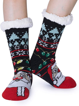 Kerst - Gezellige Dikke Fleece Gevoerde Wollen Sokken - Antislip & Warm