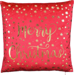 Kerst - Kussen Merry Christmas "In The Mood" - rood - 40x40x10cm