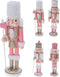 Kerst Notenkraker Staand wit / roze - 36cm - 4 Designs