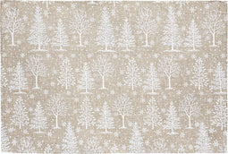 Kerst Placemat jute set van 4 - Onderlegger - 30 x 45 cm - Witte kerstbomen - Feestdecoratie