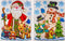 Kerst stickers Set van 2 raamstickers met houteffect - Kerstman - Sneeuwpop - 27 x 35 cm - Raamdecoratie - Stickers