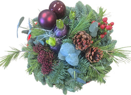 Kerst Stuk -Luxueus in het rood met een rood metallic schaal-33 cm Ø
