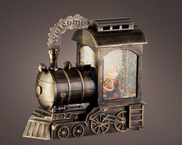 Kerst waterspinner Trein met verlichting en muziek - 23 cm