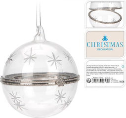 Kerstbal 80mm met opening zilv kerstversiering
