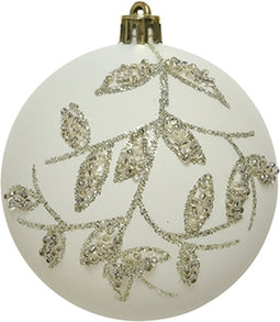 Kerstbal Deco Blad - Wolwit