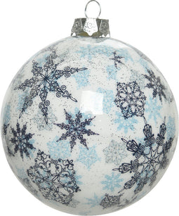 Kerstbal foam d8cm wit/blauw