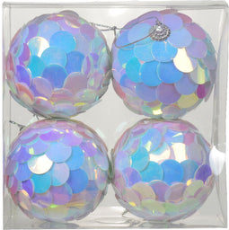 Kerstbal foam d8l8 cm wit 4st