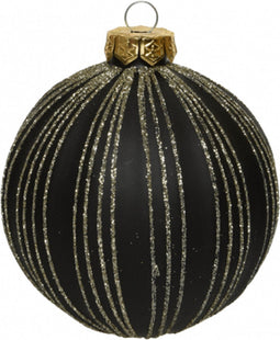 Kerstbal glas 3ass light gold veins black antique