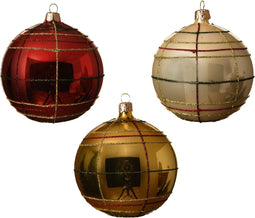 Kerstbal glas d10 cm deco ruit a3 Decoris