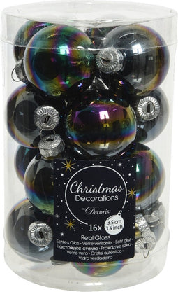 Kerstbal glas d3.5 cm zwart irs 16st kerst