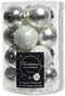 Kerstbal glas d3.5 wit/zilver 16st kerst