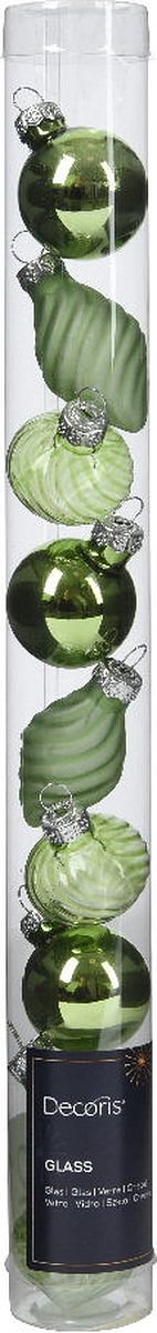 Kerstbal glas d3 cm groene thee 9st I