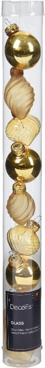 Kerstbal glas d3 cm licht goud 9st I