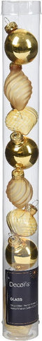 Kerstbal glas d3 cm licht goud 9st I