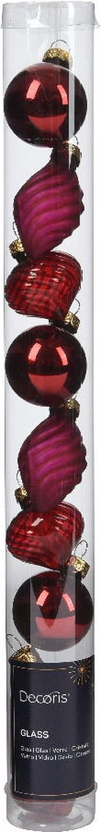 Kerstbal glas d3 cm ossenbloed 9st I