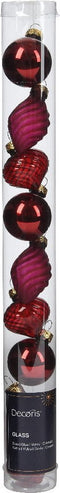 Kerstbal glas d3 cm ossenbloed 9st I