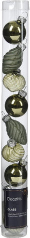 Kerstbal glas d3 cm rosemarijn 9st I