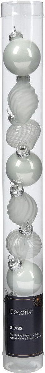 Kerstbal glas d3 cm winterwit 9st I