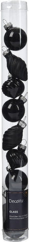 Kerstbal glas d3 cm zwart 9st I