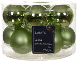 Kerstbal glas d5 cm groene thee 12st