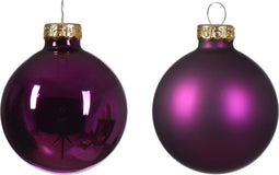 Kerstbal glas d5 cm violet ass 12st kerst