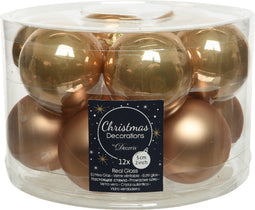 kerstbal glas d5cm camel 12st
