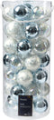 Kerstbal glas d6 cm blauw/wit 49st