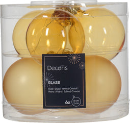 Kerstbal glas d6 cm licht goud 6st kerst
