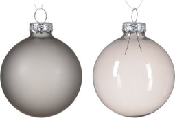 Kerstbal glas d6 cm marmer grijs 6st kerst