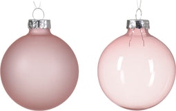 Kerstbal glas d6 cm poederroze 6st kerst