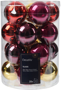 Kerstbal glas d6 cm rood 20st