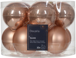 Kerstbal glas d6 cm rose ass 10st kerst