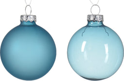 Kerstbal glas d6 cm suiker blauw 6st kerst