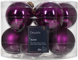 Kerstbal glas d6 cm violet ass 10st kerst