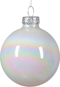 Kerstbal glas d6 cm wit/iris 6st kerst
