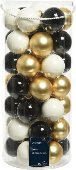 Kerstbal glas d6 cm wolwit ass 49st kerst