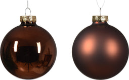 Kerstbal glas d7 cm espresso ass 8st kerst