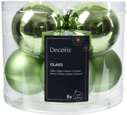 Kerstbal glas d7 cm groene thee 8st