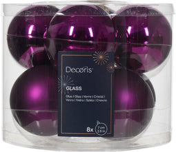 Kerstbal glas d7 cm violet ass 8st kerst