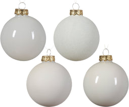 Kerstbal glas d7 cm wolwit ass 42st kerst