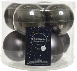 Kerstbal glas d7cm warm grs ass 8st