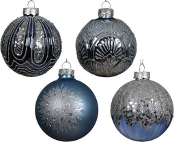 Kerstbal glas d8 cm blauw a4
