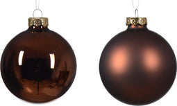 Kerstbal glas d8 cm espresso ass 6st kerst