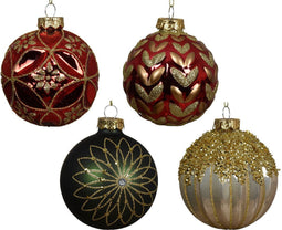 Kerstbal glas d8 cm groen/rood a4