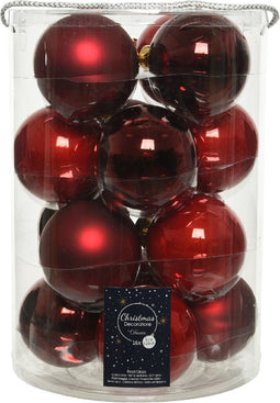 Kerstbal glas d8 cm kerstrood 16st kerst