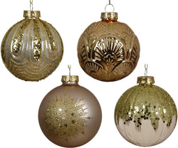 Kerstbal glas d8 cm parel/goud a4