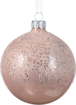 Kerstbal glas d8 cm poederroze III kerst