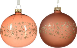 Kerstbal glas d8 cm rood koper a2 IV kerst
